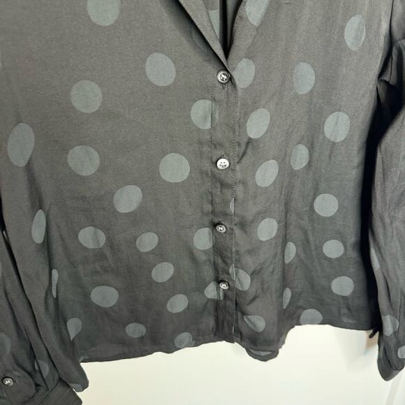 Madewell Jacquard Polka Dot Black Pajama Style Button Down Shirt Size Small - Picture 4 of 7